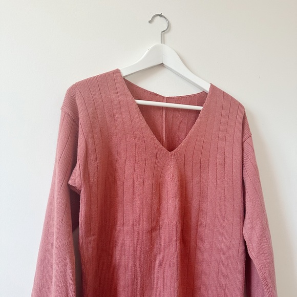 ⛱️ 2/20$ Mimz O/S old pink v neck sweater rose dawn - Picture 4 of 9